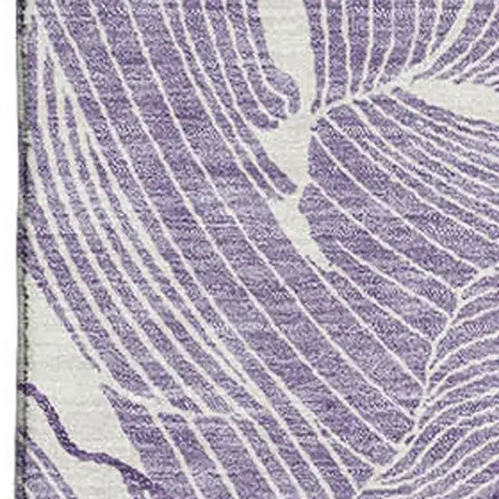 Purple And Ivory Abstract Washable Area Rug With UV Protection Photo 2