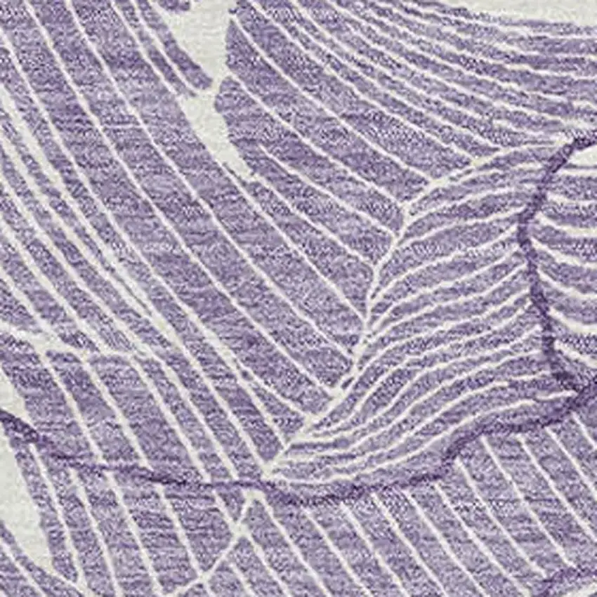 Purple And Ivory Abstract Washable Area Rug With UV Protection Photo 2