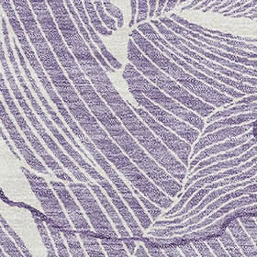 Purple And Ivory Abstract Washable Area Rug With UV Protection Photo 2