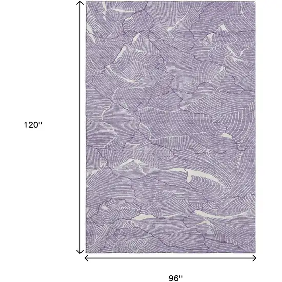 Purple And Ivory Abstract Washable Area Rug With UV Protection Photo 6