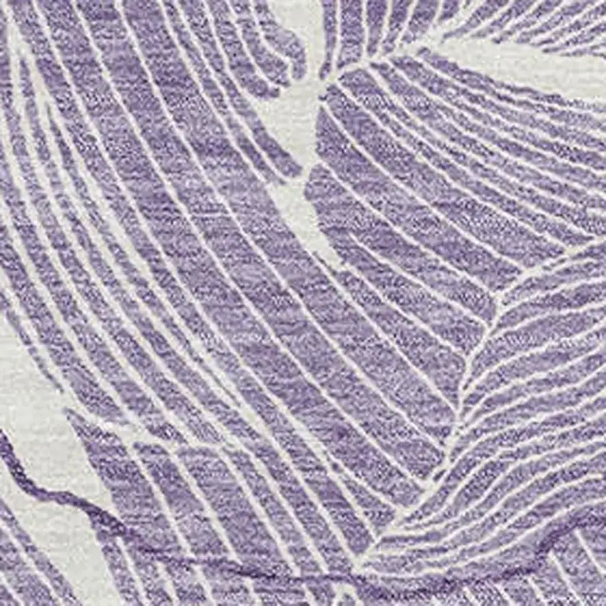 Purple And Ivory Abstract Washable Area Rug With UV Protection Photo 2