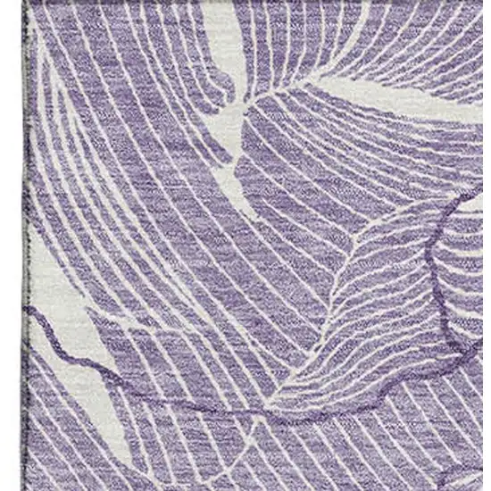 Purple And Ivory Abstract Washable Area Rug With UV Protection Photo 2