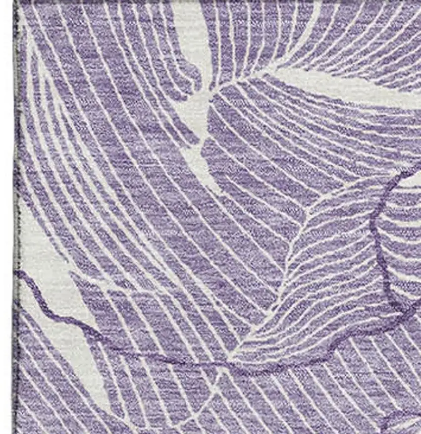 Purple And Ivory Abstract Washable Area Rug With UV Protection Photo 2