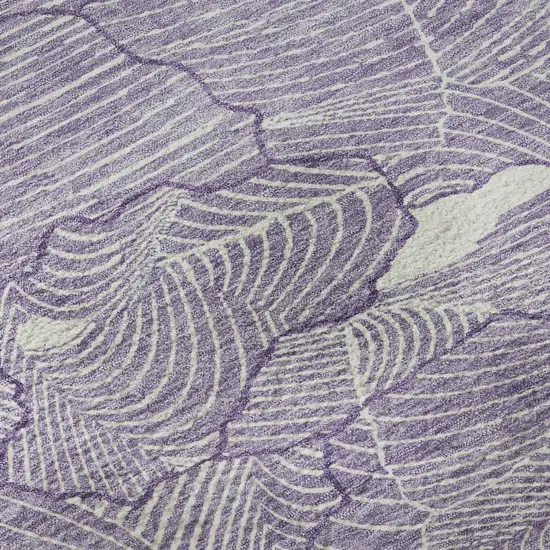Purple And Ivory Abstract Washable Area Rug With UV Protection Photo 9