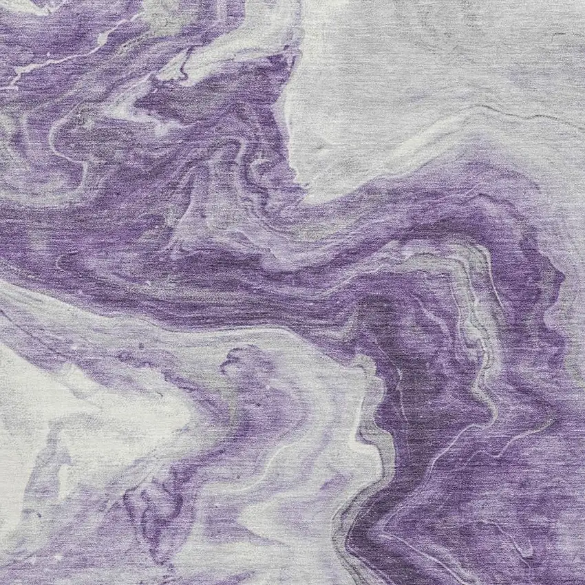 Purple And Ivory Abstract Washable Area Rug With UV Protection Photo 2