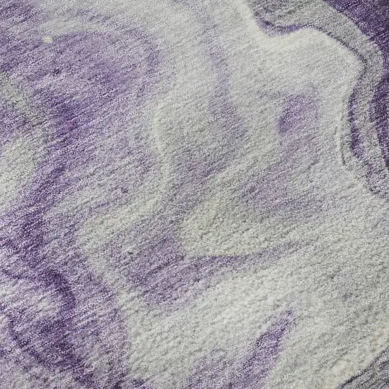 Purple And Ivory Abstract Washable Area Rug With UV Protection Photo 8