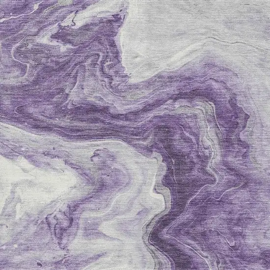 Purple And Ivory Abstract Washable Area Rug With UV Protection Photo 2