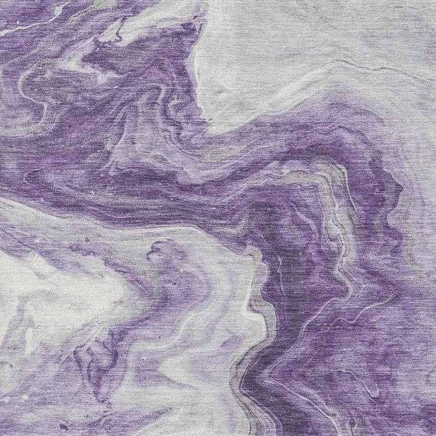 Purple And Ivory Abstract Washable Area Rug With UV Protection Photo 2