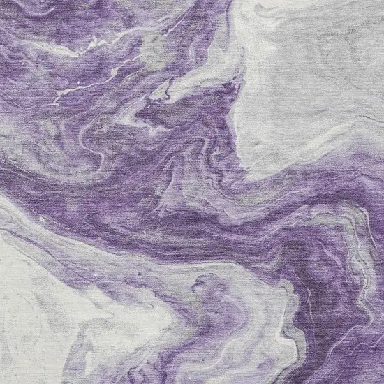 Purple And Ivory Abstract Washable Area Rug With UV Protection Photo 2