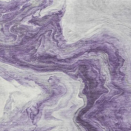 Purple And Ivory Abstract Washable Area Rug With UV Protection Photo 2