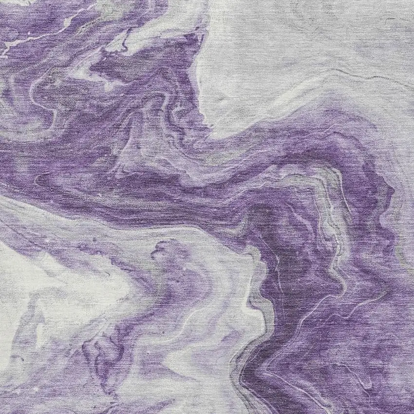 Purple And Ivory Abstract Washable Area Rug With UV Protection Photo 2