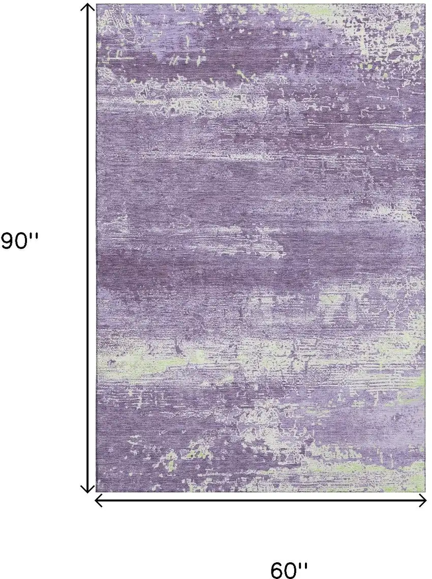 Purple And Ivory Abstract Washable Area Rug With UV Protection Photo 9