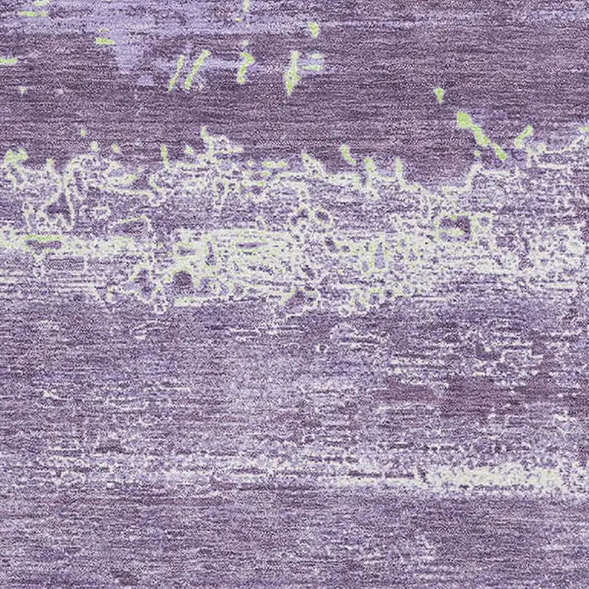 Purple And Ivory Abstract Washable Area Rug With UV Protection Photo 2