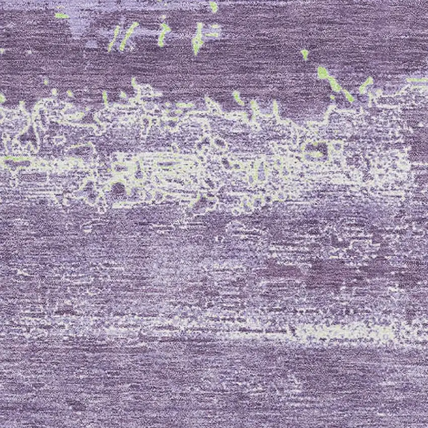 Purple And Ivory Abstract Washable Area Rug With UV Protection Photo 2