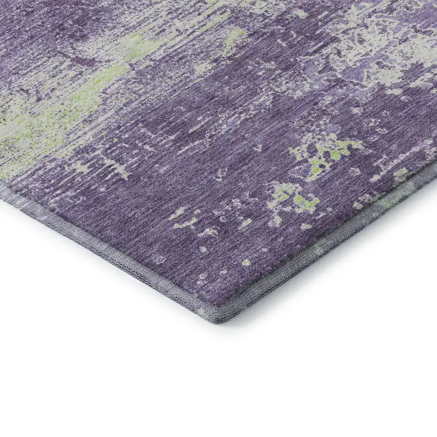 Purple And Ivory Abstract Washable Area Rug With UV Protection Photo 7
