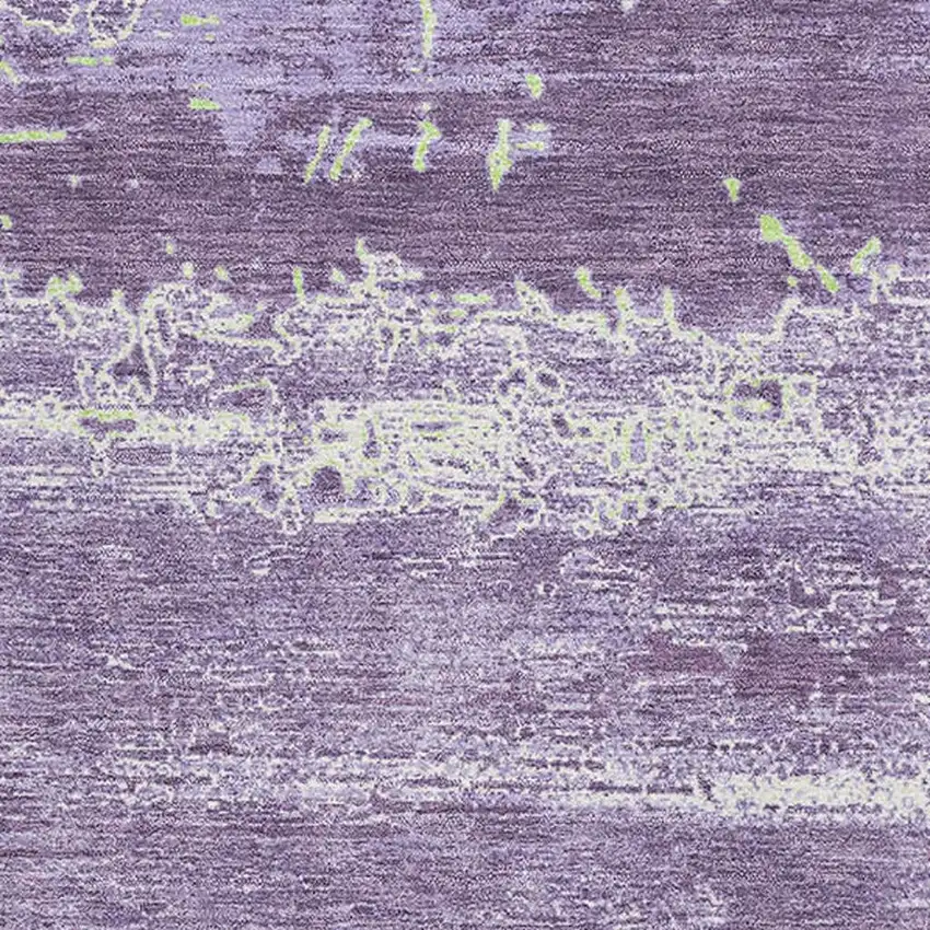 Purple And Ivory Abstract Washable Area Rug With UV Protection Photo 2