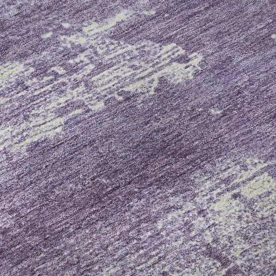 Purple And Ivory Abstract Washable Area Rug With UV Protection Photo 9