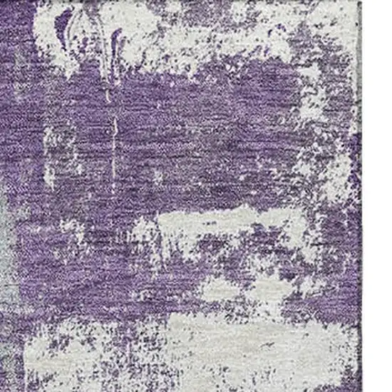 Purple And Ivory Abstract Washable Area Rug With UV Protection Photo 3