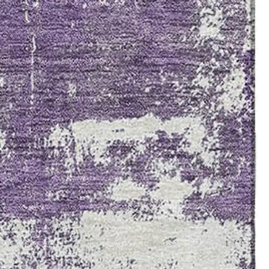 Purple And Ivory Abstract Washable Area Rug With UV Protection Photo 3