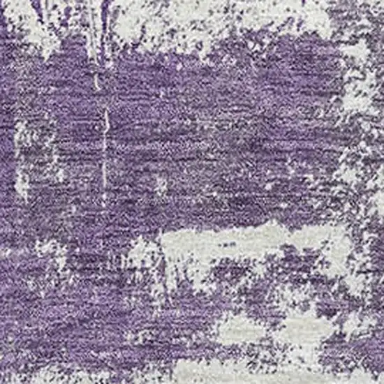 Purple And Ivory Abstract Washable Area Rug With UV Protection Photo 3