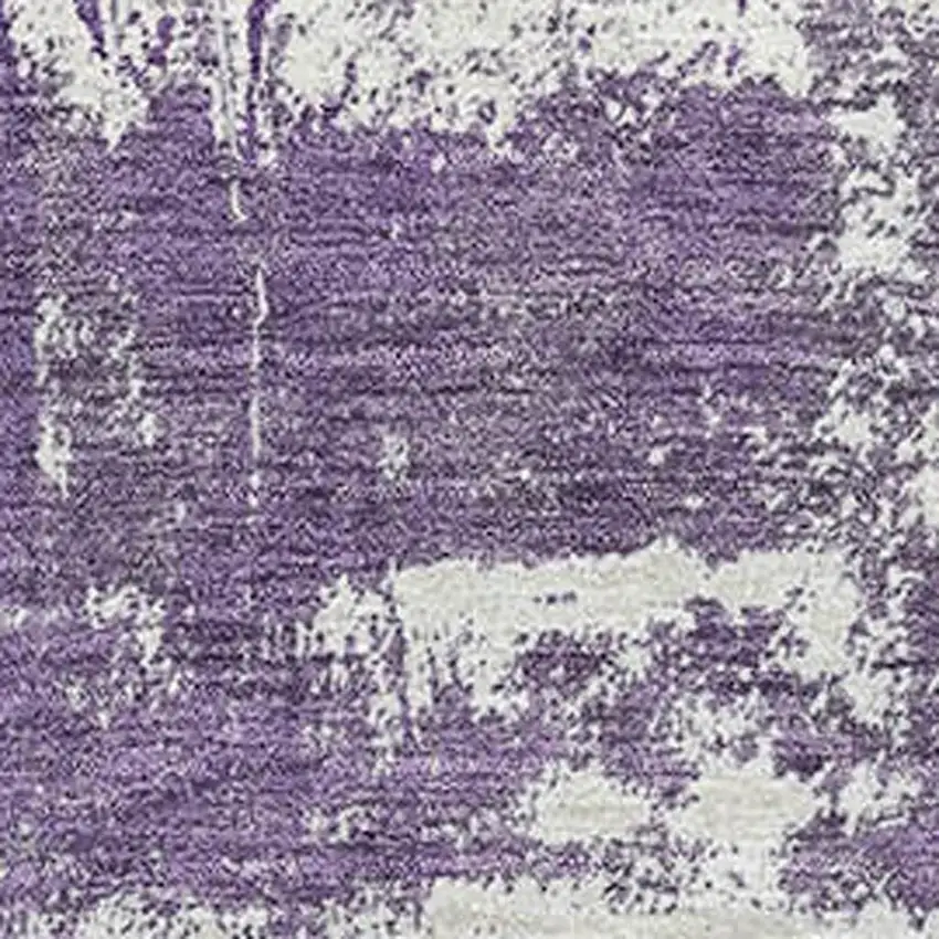 Purple And Ivory Abstract Washable Area Rug With UV Protection Photo 3