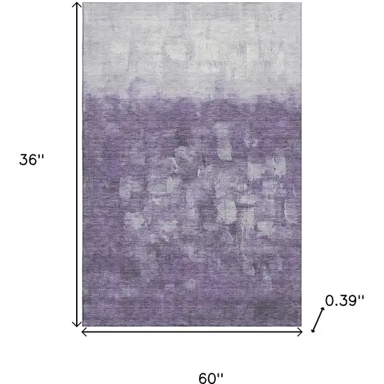 Purple And Ivory Abstract Washable Area Rug With UV Protection Photo 9