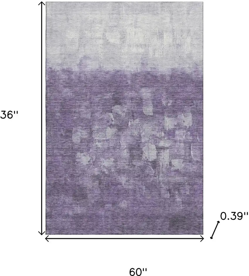 Purple And Ivory Abstract Washable Area Rug With UV Protection Photo 9