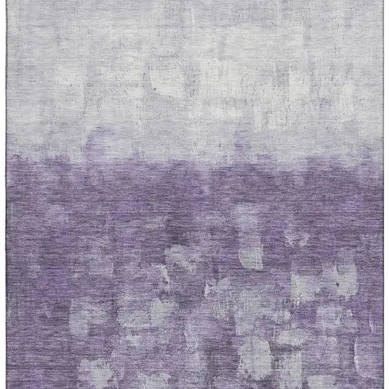 Purple And Ivory Abstract Washable Area Rug With UV Protection Photo 4