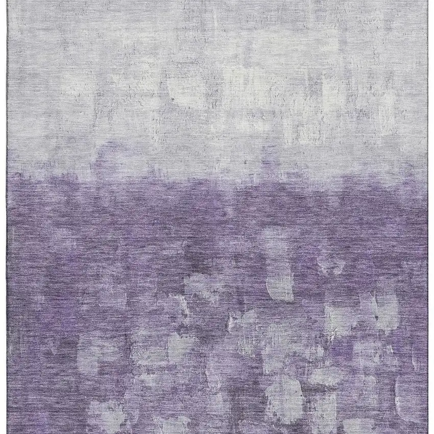 Purple And Ivory Abstract Washable Area Rug With UV Protection Photo 4