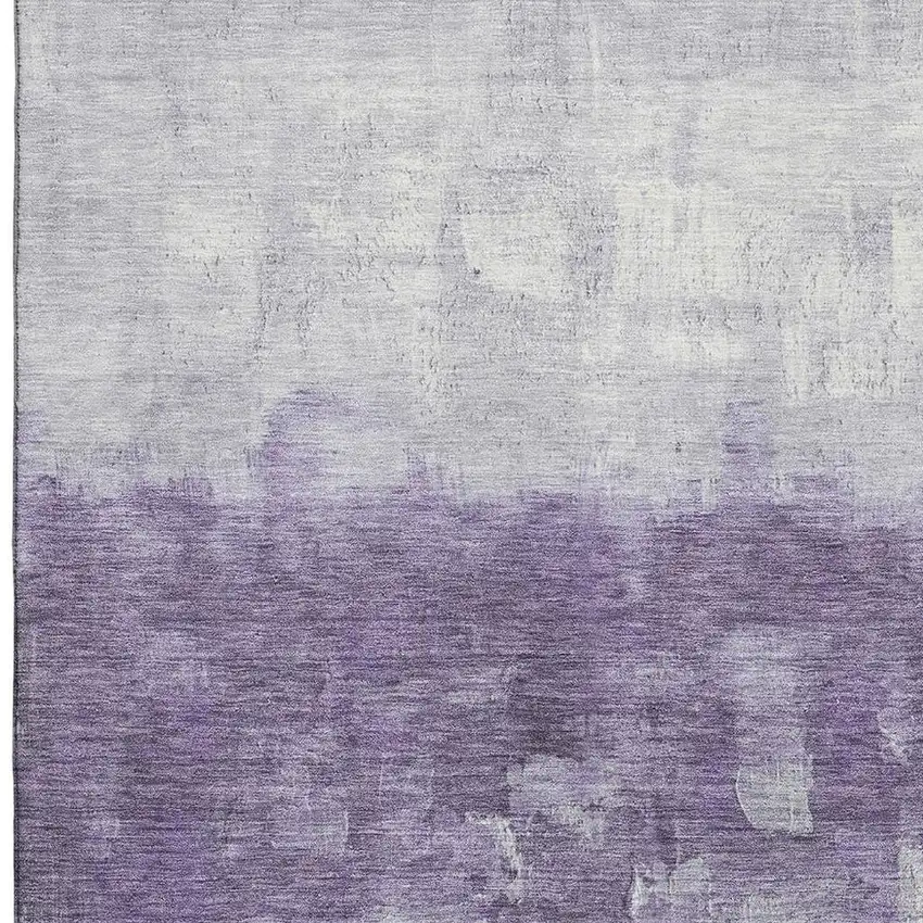 Purple And Ivory Abstract Washable Area Rug With UV Protection Photo 3