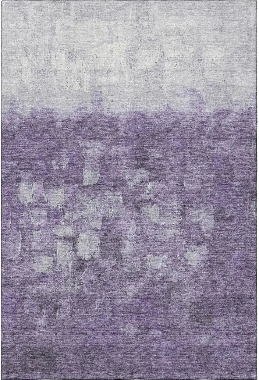 Purple And Ivory Abstract Washable Area Rug With UV Protection Photo 4