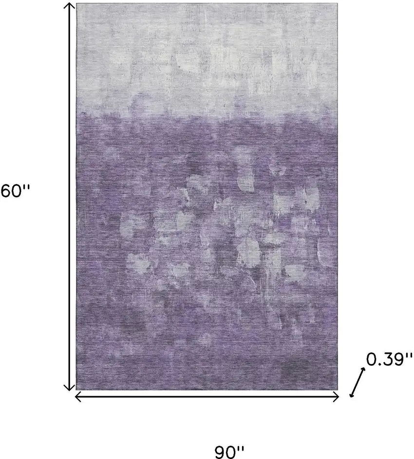 Purple And Ivory Abstract Washable Area Rug With UV Protection Photo 9