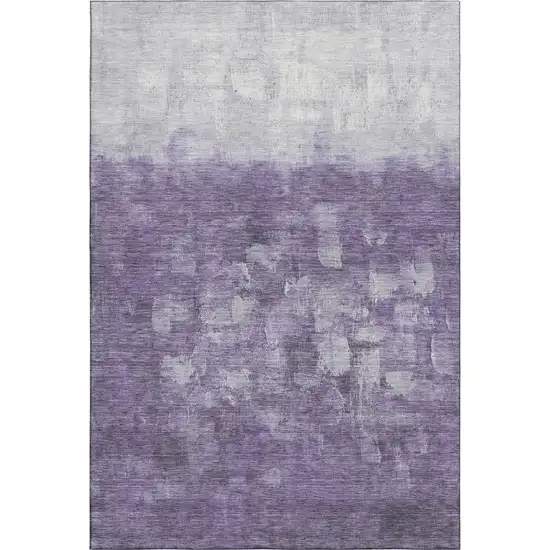 Purple And Ivory Abstract Washable Area Rug With UV Protection Photo 1