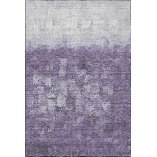 Purple And Ivory Abstract Washable Area Rug With UV Protection Photo 4