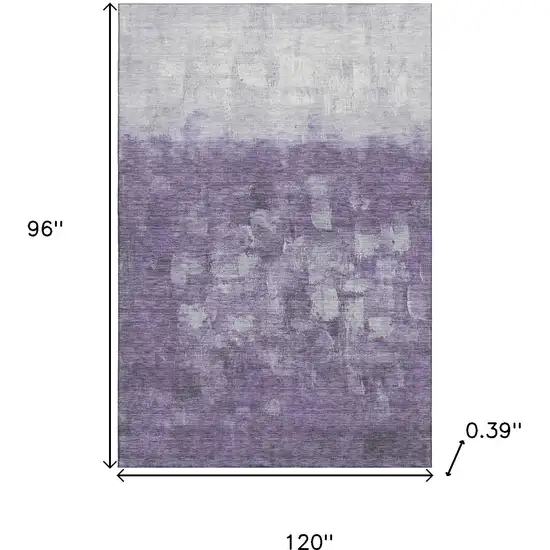Purple And Ivory Abstract Washable Area Rug With UV Protection Photo 9