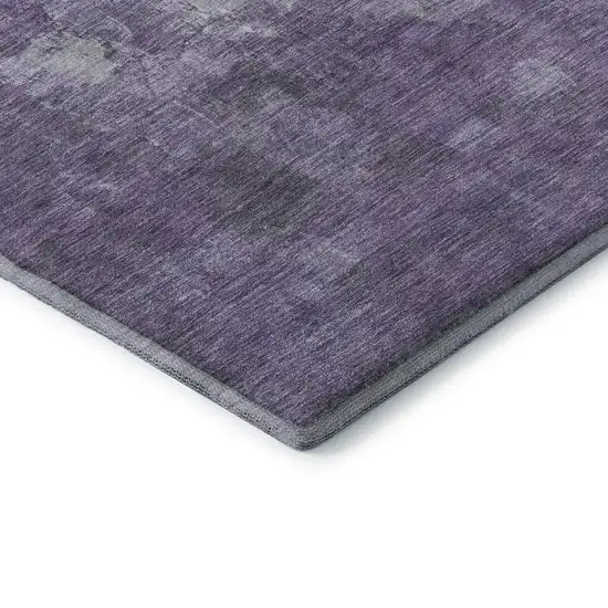 Purple And Ivory Abstract Washable Area Rug With UV Protection Photo 7
