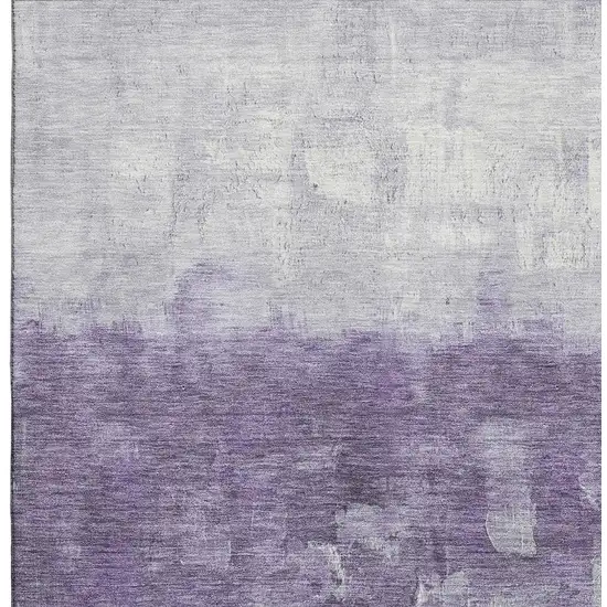 Purple And Ivory Abstract Washable Area Rug With UV Protection Photo 3
