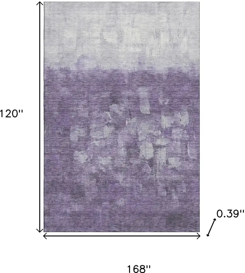 Purple And Ivory Abstract Washable Area Rug With UV Protection Photo 9