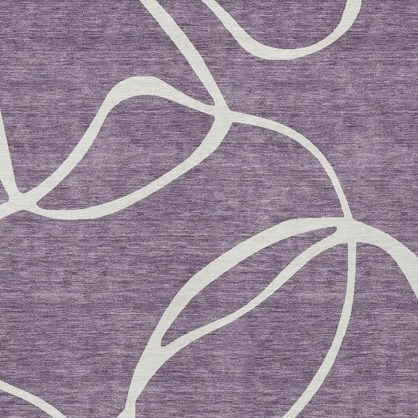 Purple And Ivory Abstract Washable Indoor Outdoor Area Rug Photo 6
