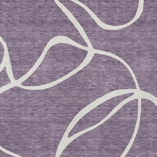 Purple And Ivory Abstract Washable Indoor Outdoor Area Rug Photo 6