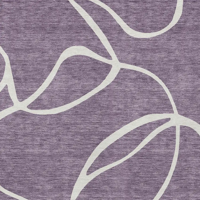 Purple And Ivory Abstract Washable Indoor Outdoor Area Rug Photo 6
