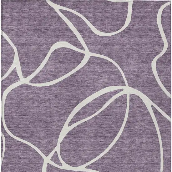 Purple And Ivory Abstract Washable Indoor Outdoor Area Rug Photo 7