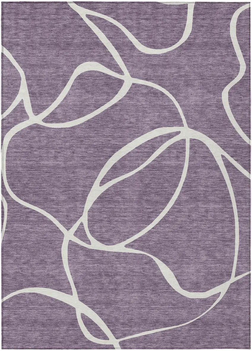 Purple And Ivory Abstract Washable Indoor Outdoor Area Rug Photo 2