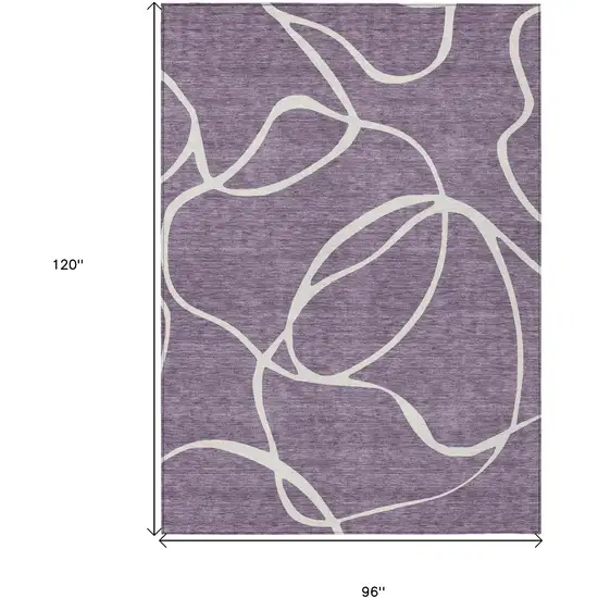 Purple And Ivory Abstract Washable Indoor Outdoor Area Rug Photo 3