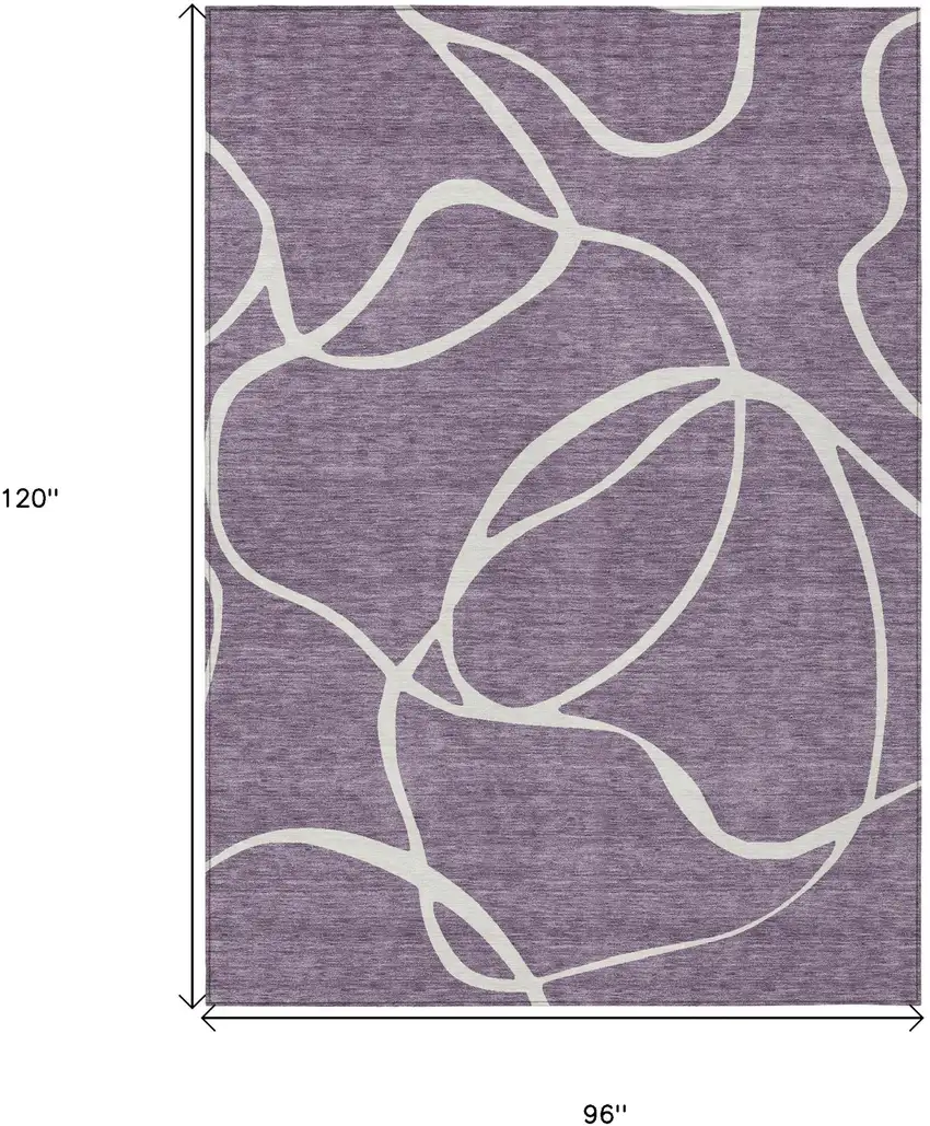 Purple And Ivory Abstract Washable Indoor Outdoor Area Rug Photo 3