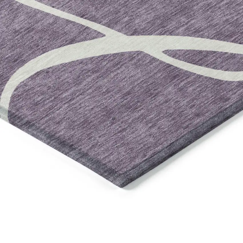 Purple And Ivory Abstract Washable Indoor Outdoor Area Rug Photo 4