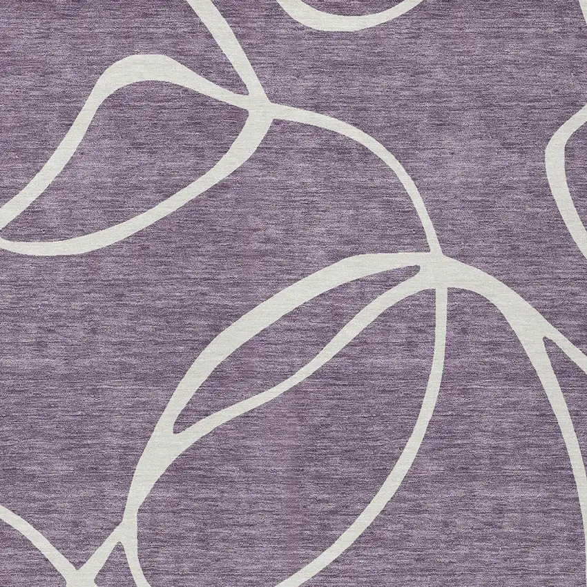 Purple And Ivory Abstract Washable Indoor Outdoor Area Rug Photo 6