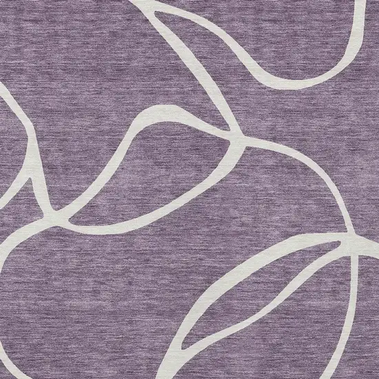 Purple And Ivory Abstract Washable Indoor Outdoor Area Rug Photo 6