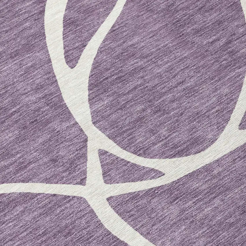 Purple And Ivory Abstract Washable Indoor Outdoor Area Rug Photo 5