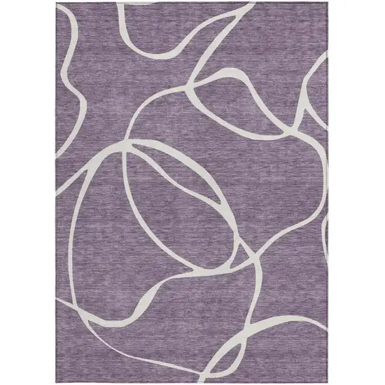 Purple And Ivory Abstract Washable Indoor Outdoor Area Rug Photo 7